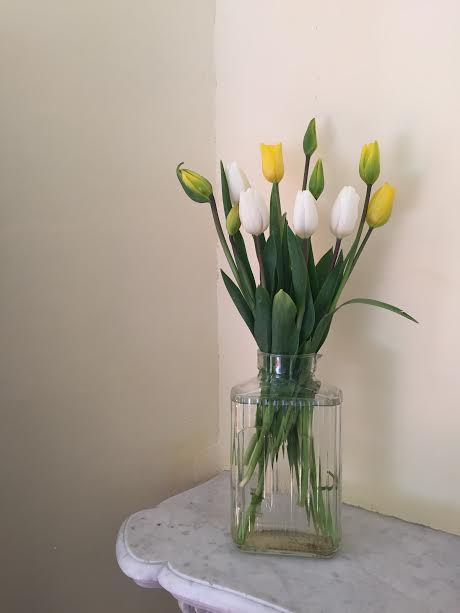 bedroom tulips half open